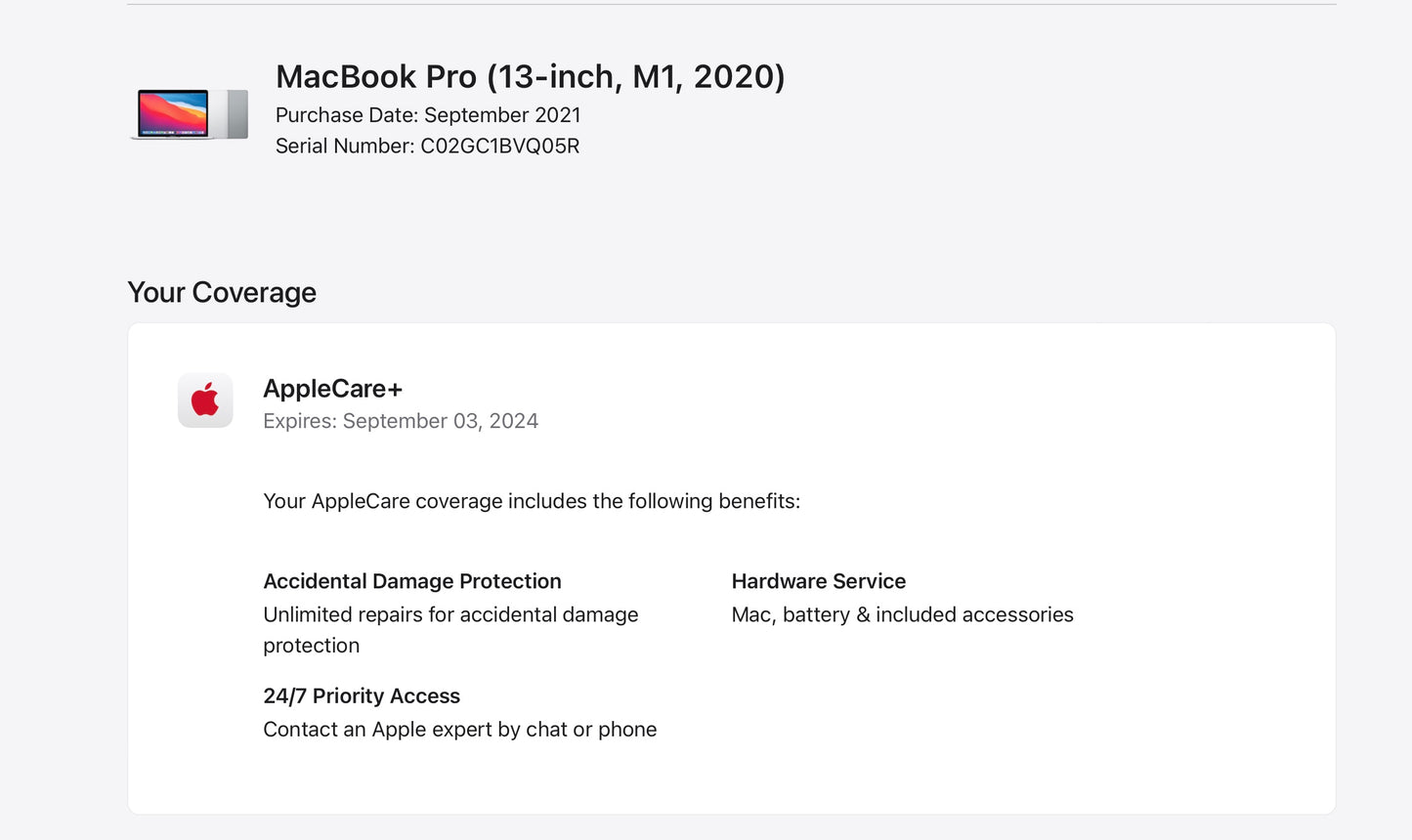 Apple 2020 MacBook Pro 13 in TB M1 3.2GHz 16GB RAM 1TB SSD AC+ - Excellent
