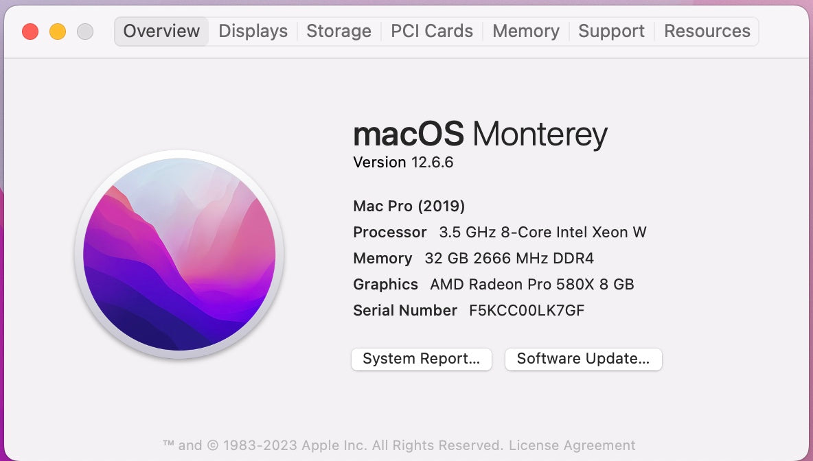 Apple 2019 Mac Pro 3.5GHz 8-Core Xeon 32GB RAM 1TB SSD RP580X 8GB - Excellent