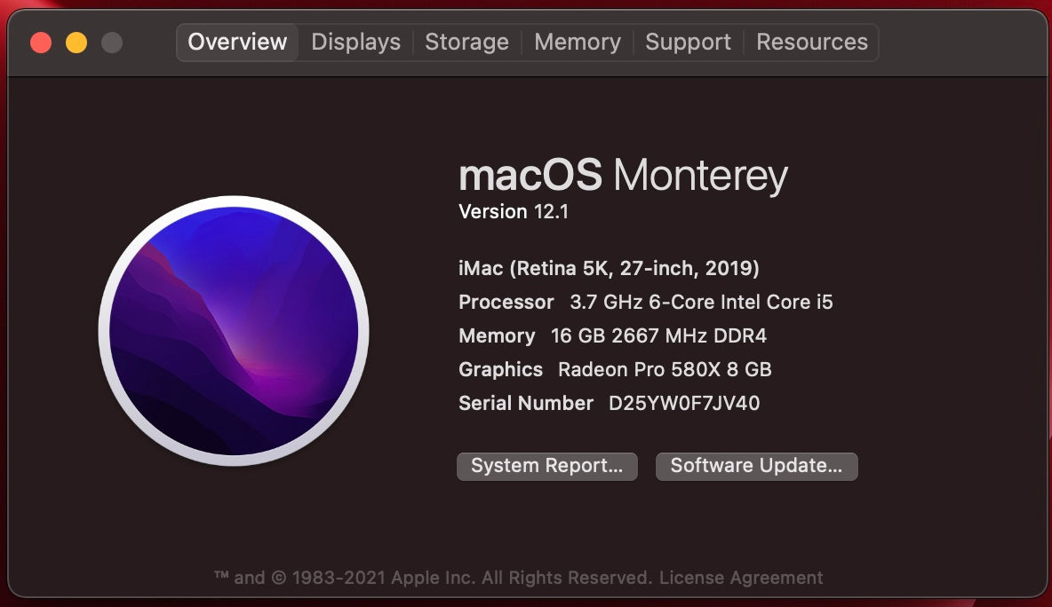 Apple 2019 iMac 27 in 5k Retina 3.7GHz 6-Core i5 16GB RAM 3TB Fusion RP580X 8GB
